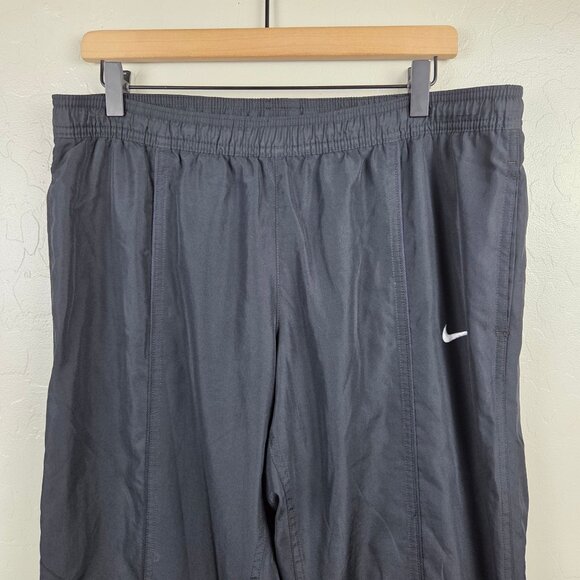 Nike Mesh Lined Windbreaker Track Pants w Zipper Ankles Black Womens L 12-14 Y2K - Picture 3 of 12